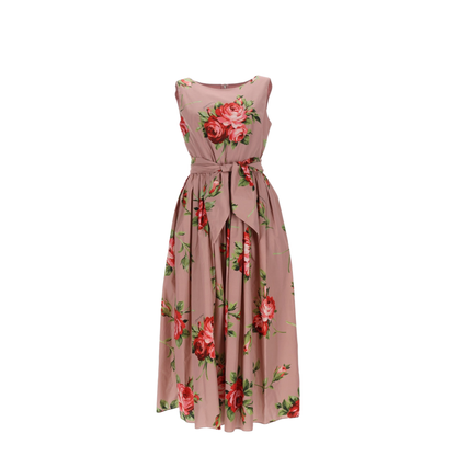 Rose Bouquet-Print Cotton Dress - Image 1