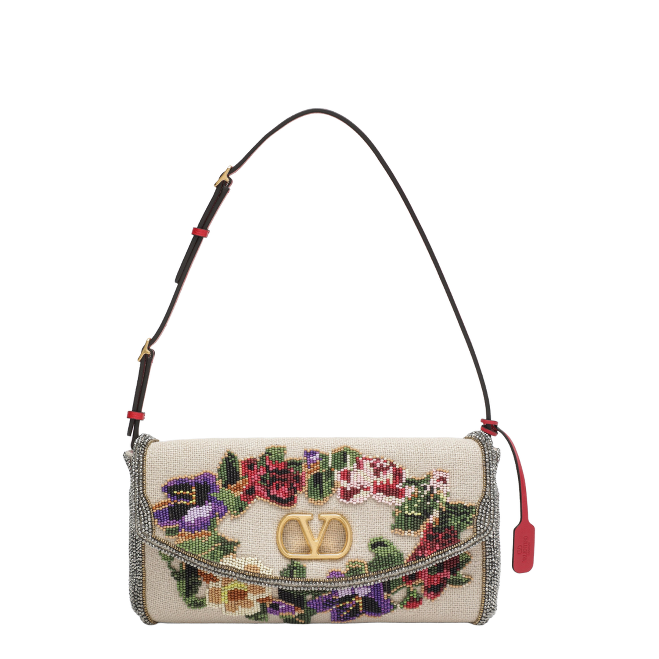 Small Devain Shoulder Bag with Floral Bead Embroidery - Image 1