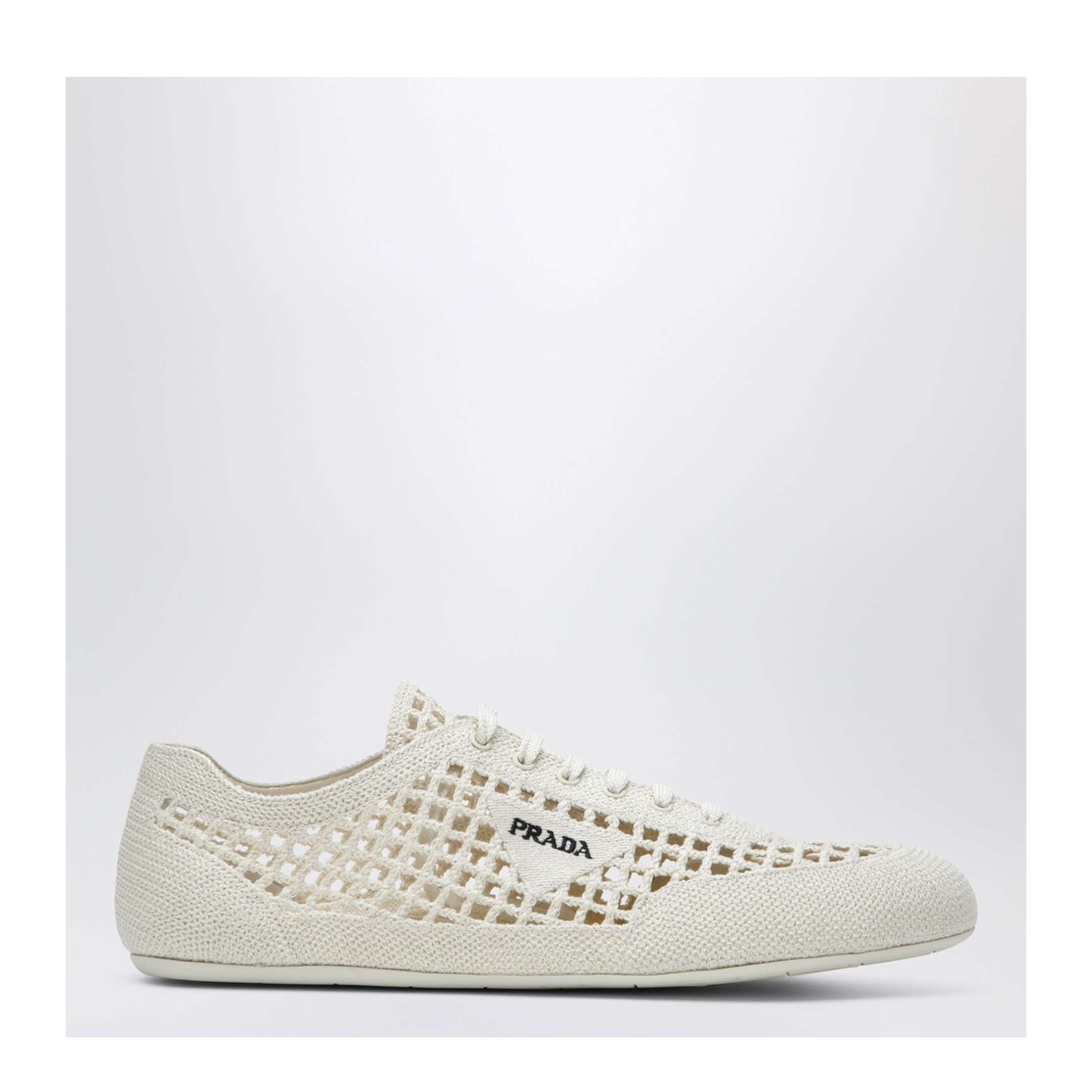 Collapse Sneakers In Ivory Crochet Knit - Image 1