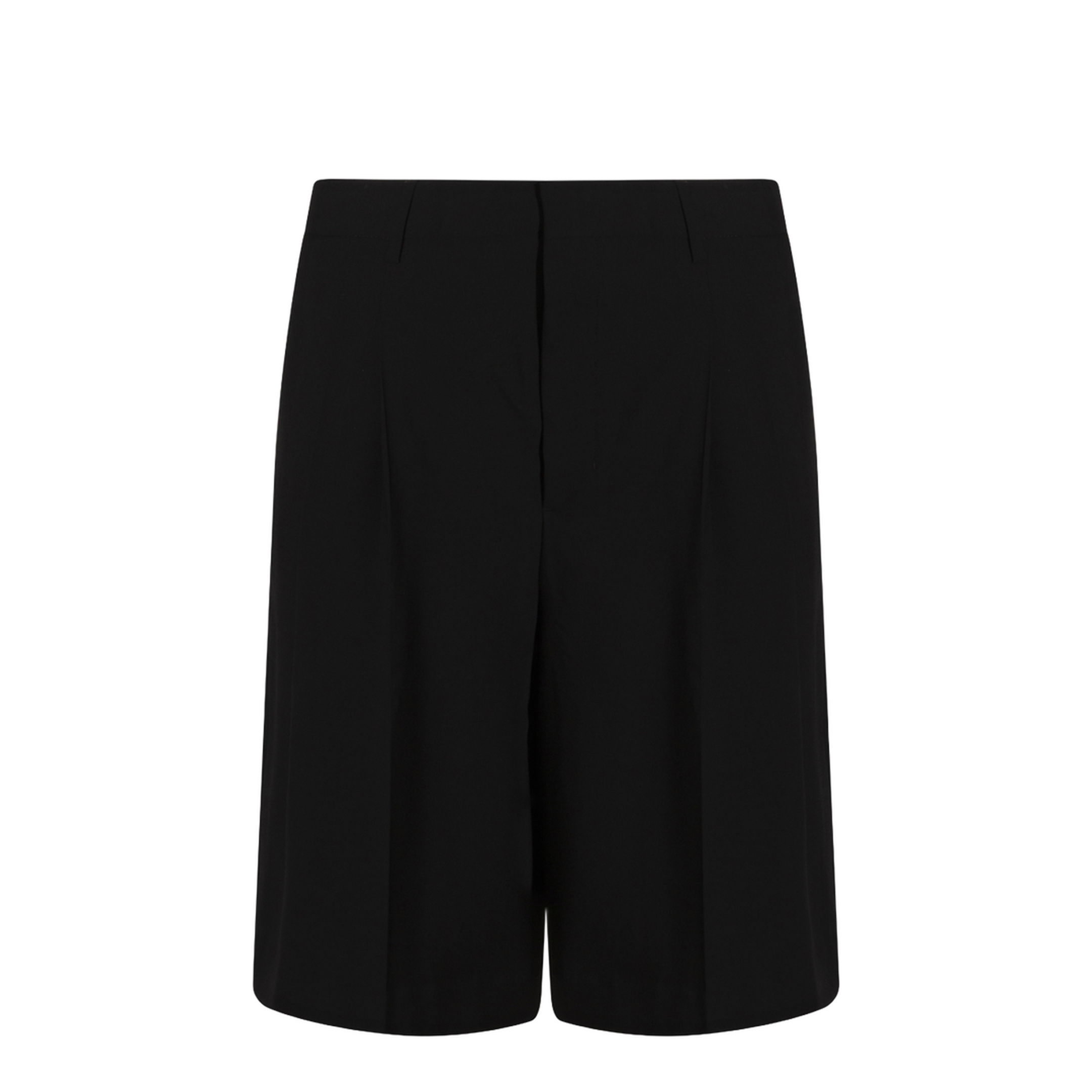 Black Pleated Bermuda Shorts in Cotton - Image 2