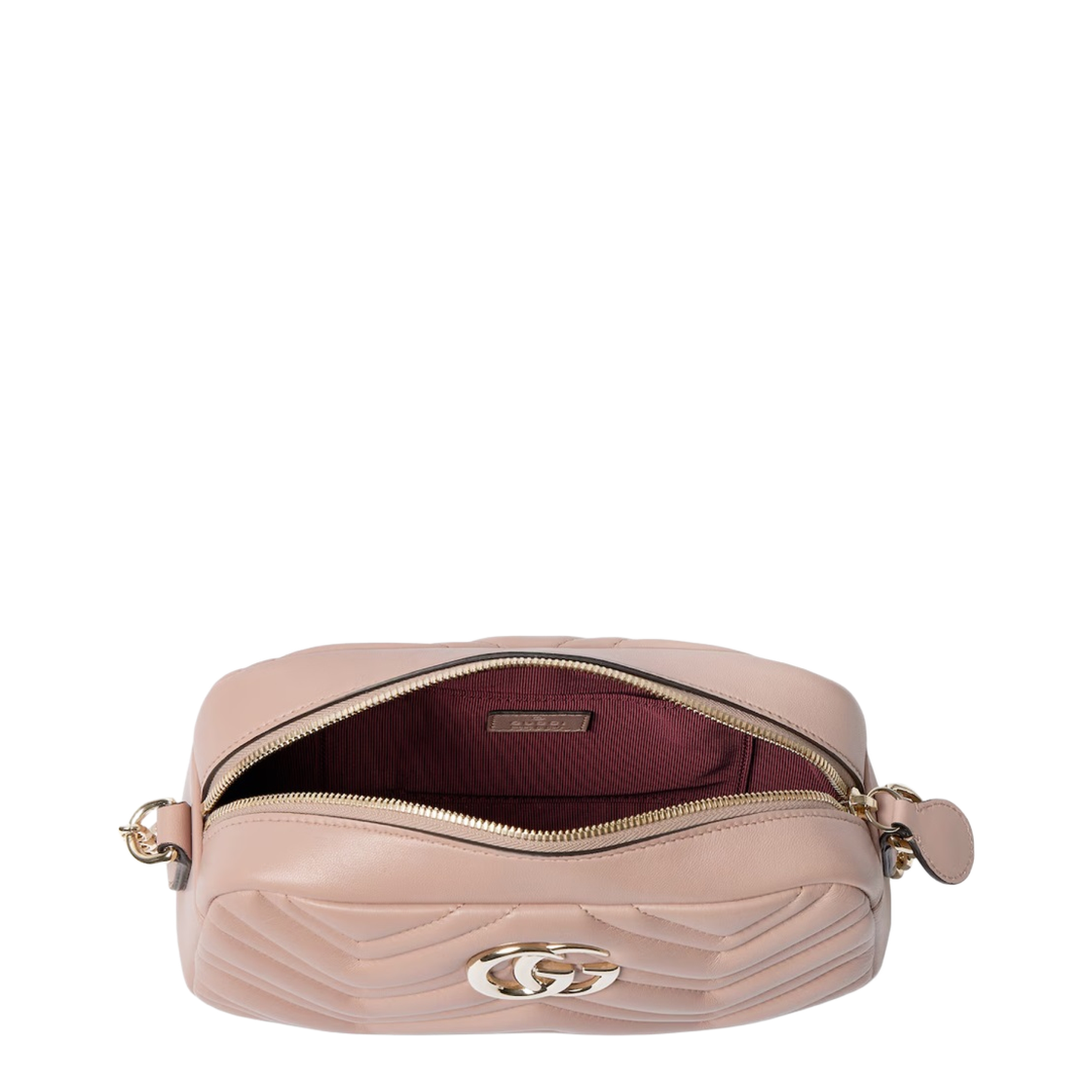 Small Camera Bag in Pink Beige Leather - Image 4
