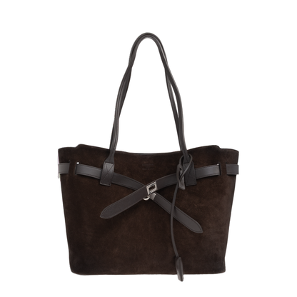 Bel Air Medium Waxed Suede Calfskin Tote Bag - Light Espresso - Image 4