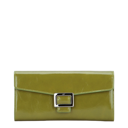 Wallet on Chain in Patent Leather Green - Image 1