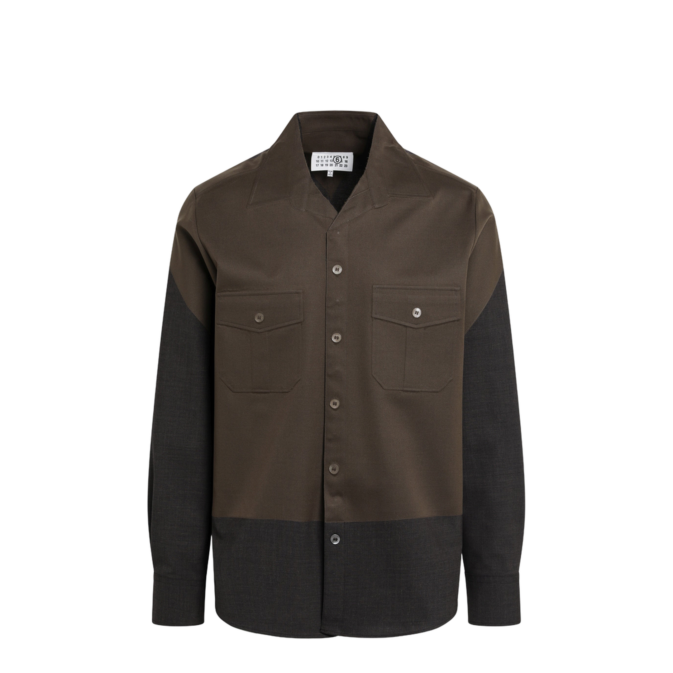 Two-Tone Brown Shirt In Wool Blend - Image 1