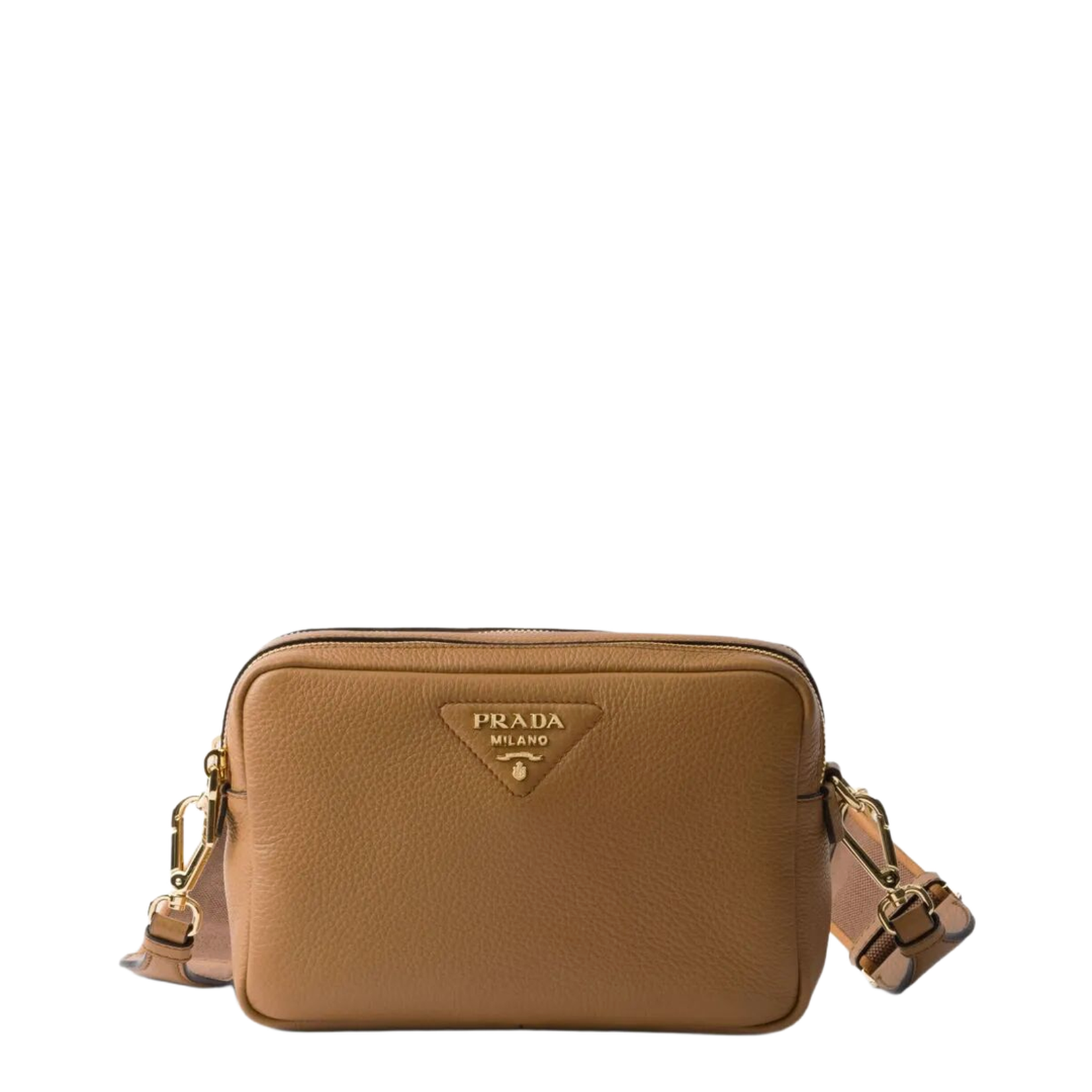 Caramel Double-Zip Leather Crossbody Bag - Image 1