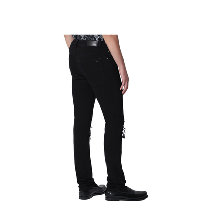 Ripped Skinny Cotton Jeans in Black - Image 2