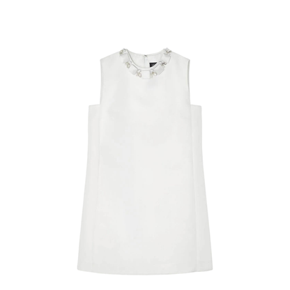 White Sleeveless Mini Dress in Silk Blend - Image 1
