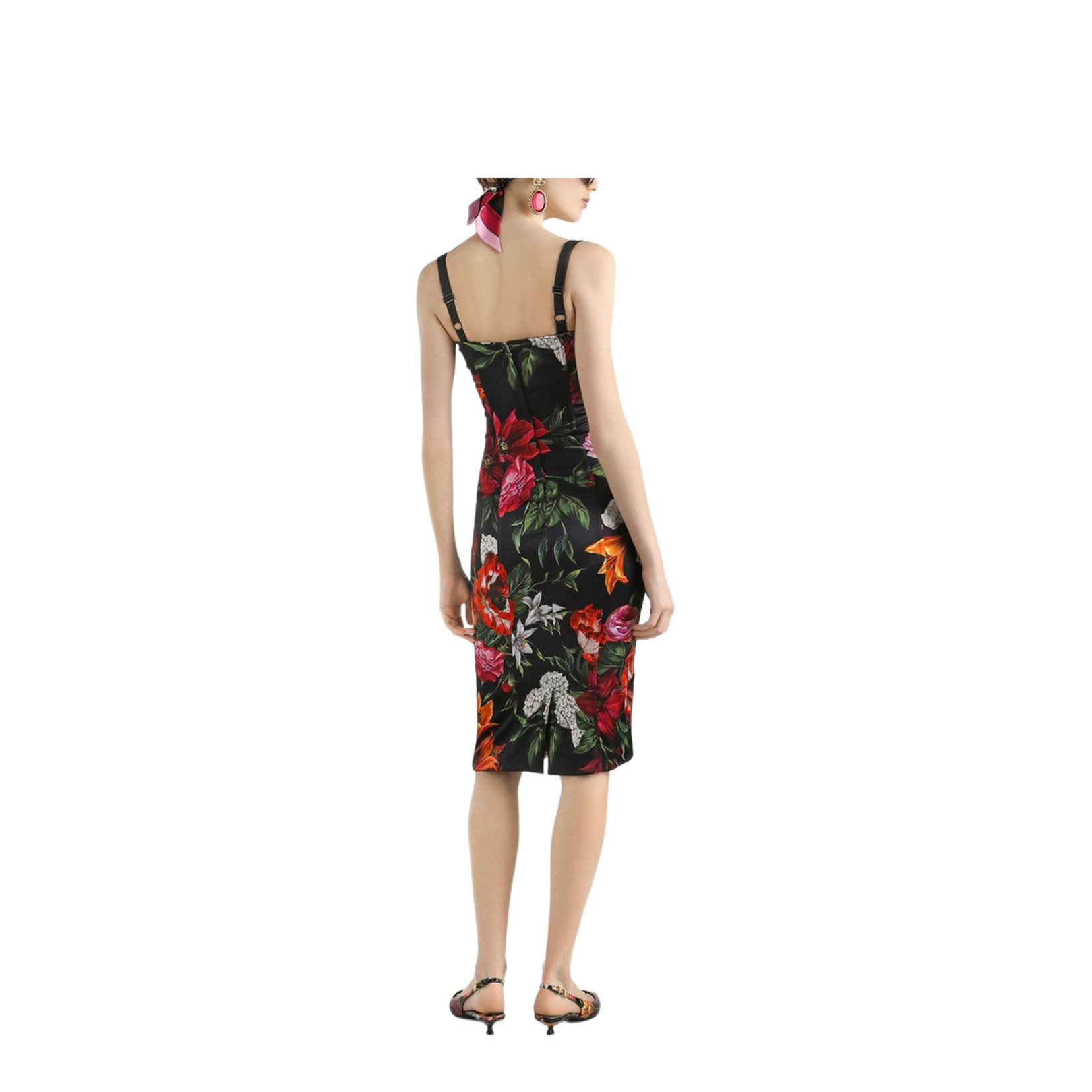 Flower-print satin dress - Image 5