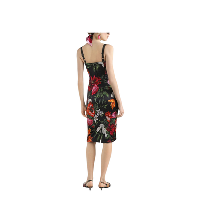 Flower-print satin dress - Image 5