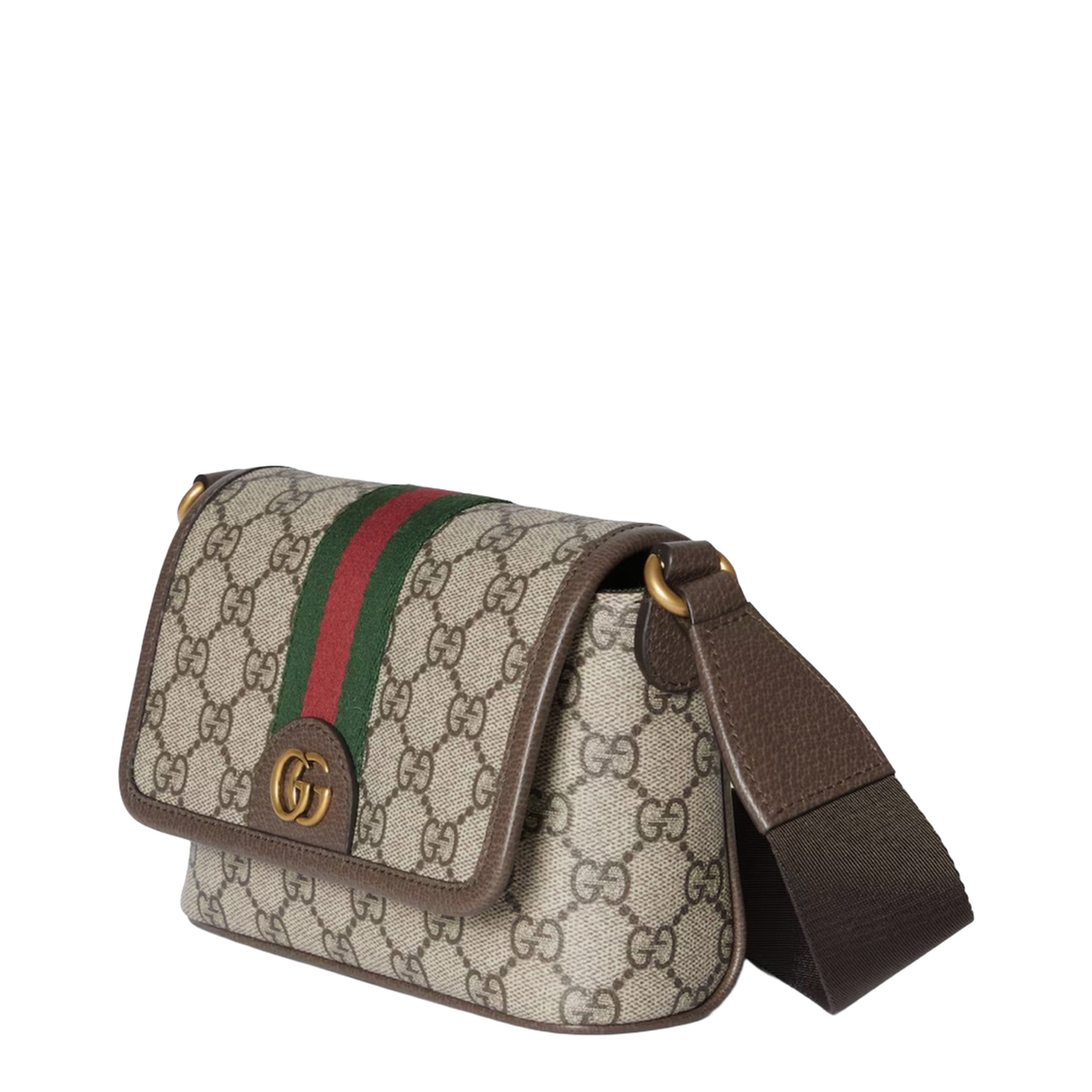 Ophidia Mini Bag Coated Fabric Crossbody - Beige/Dark Brown - Image 2