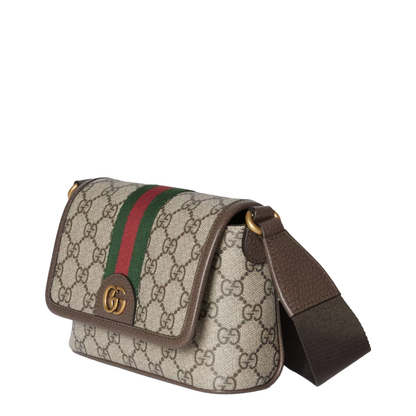 Ophidia Mini Bag Coated Fabric Crossbody - Beige/Dark Brown - Image 2