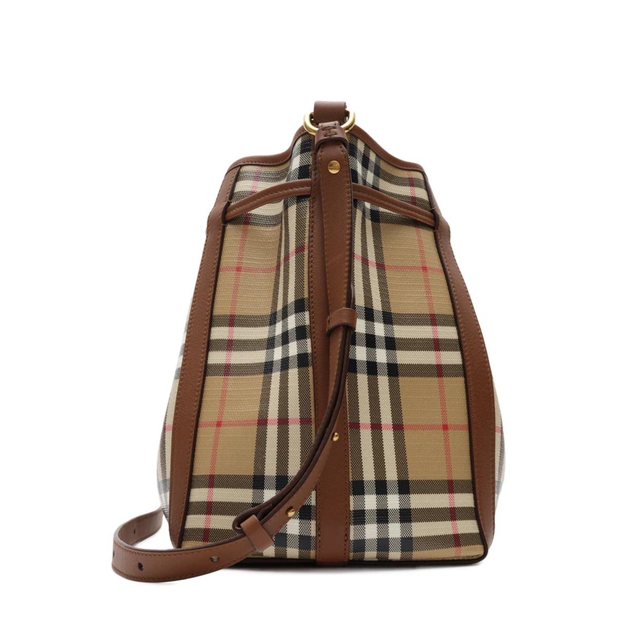 Check Small Cotton Bucket Bag - Archive Beige - Image 3