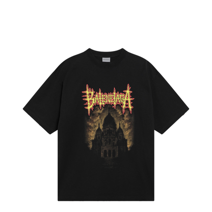Black Oversized T-Shirt with Logo Print - Image 1