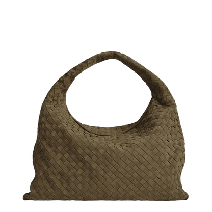 Hop Large Intrecciato Shoulder Bag Suede Mud - Image 1