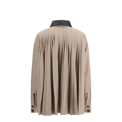 Cotton Gabardine Shirt with Pleated Back - Image 2