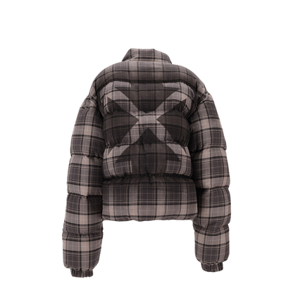 Spray Arr Check Flan Down Jacket Dark Grey - Image 4