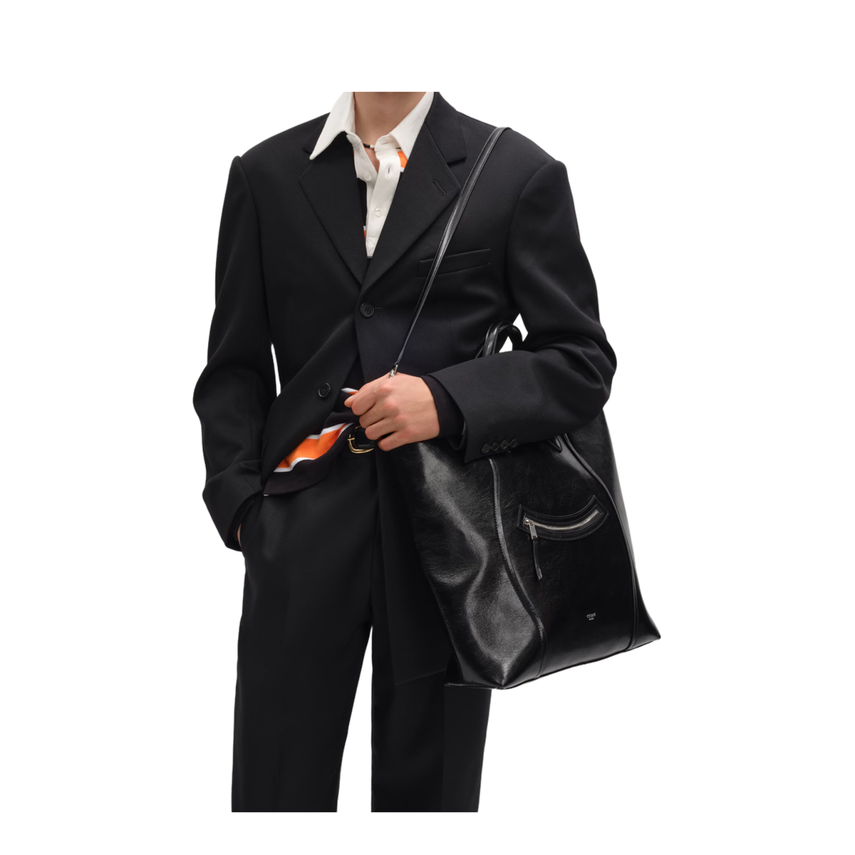 Vertical Cabas Smile Calfskin Luggage - Black - Image 3