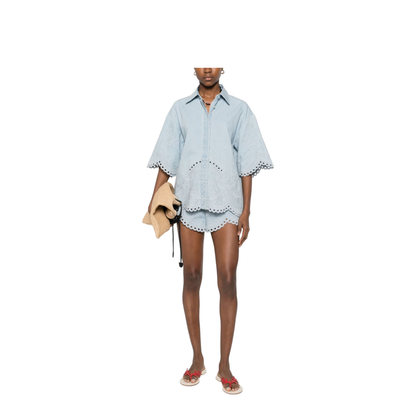 Daylight Embroidered Denim Shorts - Image 5