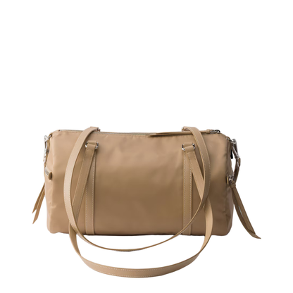 Re-Nylon Large Re-Nylon and Saffiano Leather Duffel Bag - Camel - Image 3