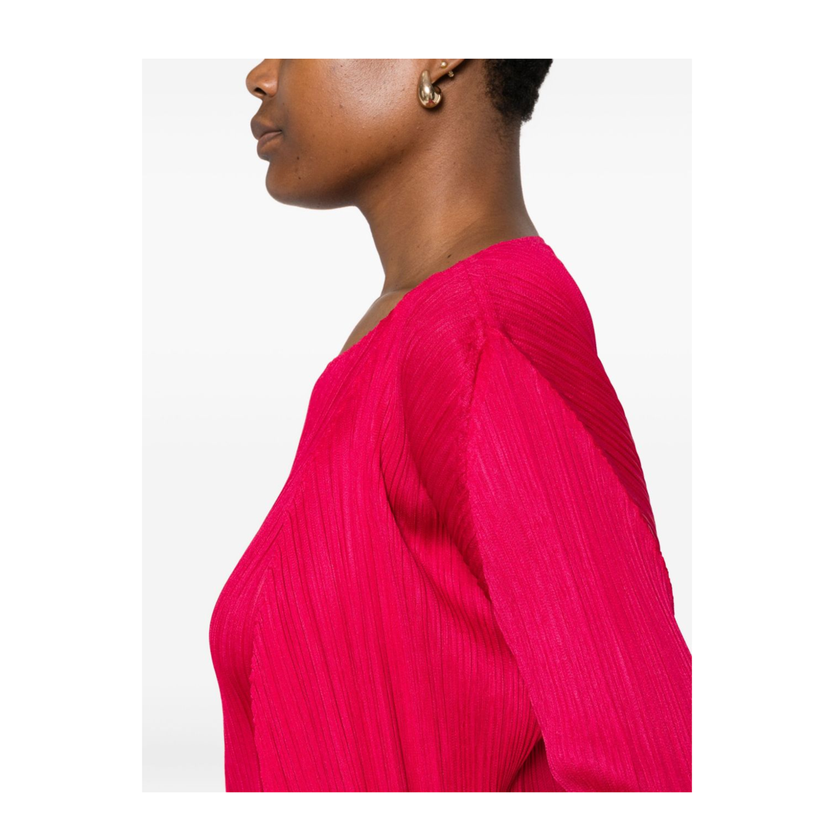 Pleated Cardigan In Pink - Image 4