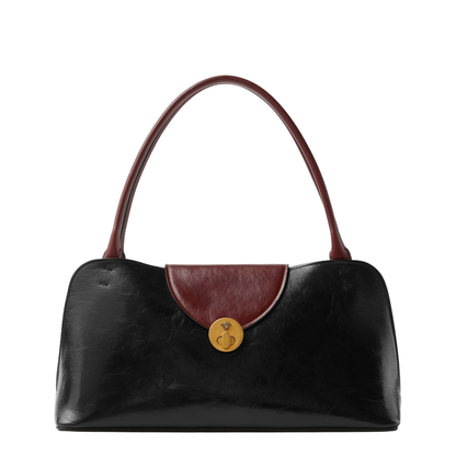Vivian Medium Calf Leather Shoulder Bag - Aj Black Rosewood - Image 1