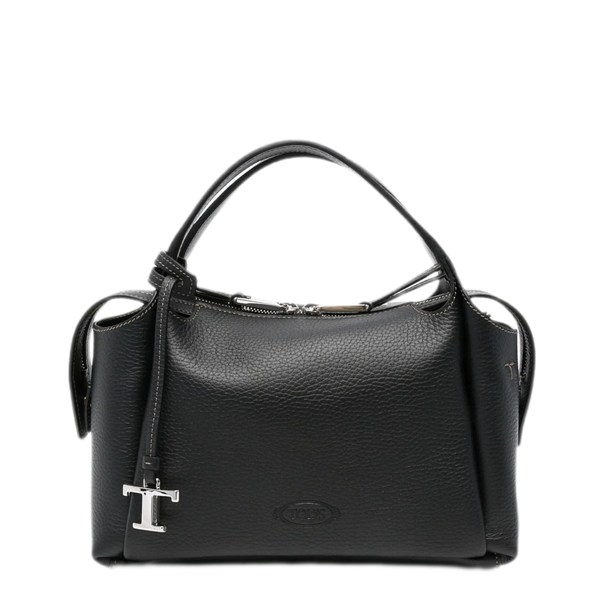 Medium Leather Top Handle Bag - Black - Image 1