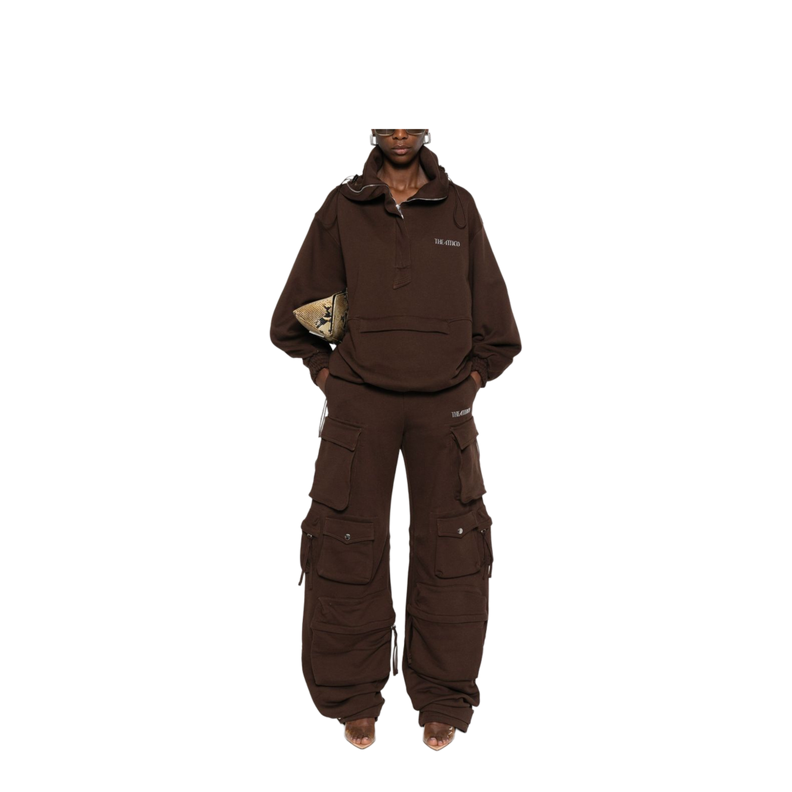 Brown Cotton Anorak Sweatshirt - Image 2