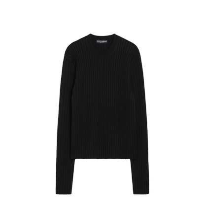 Black Ribbed Wool Sweater - Image 1