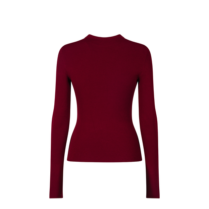 Ribbed Crewneck Long-Sleeved Fitted Top - Image 2