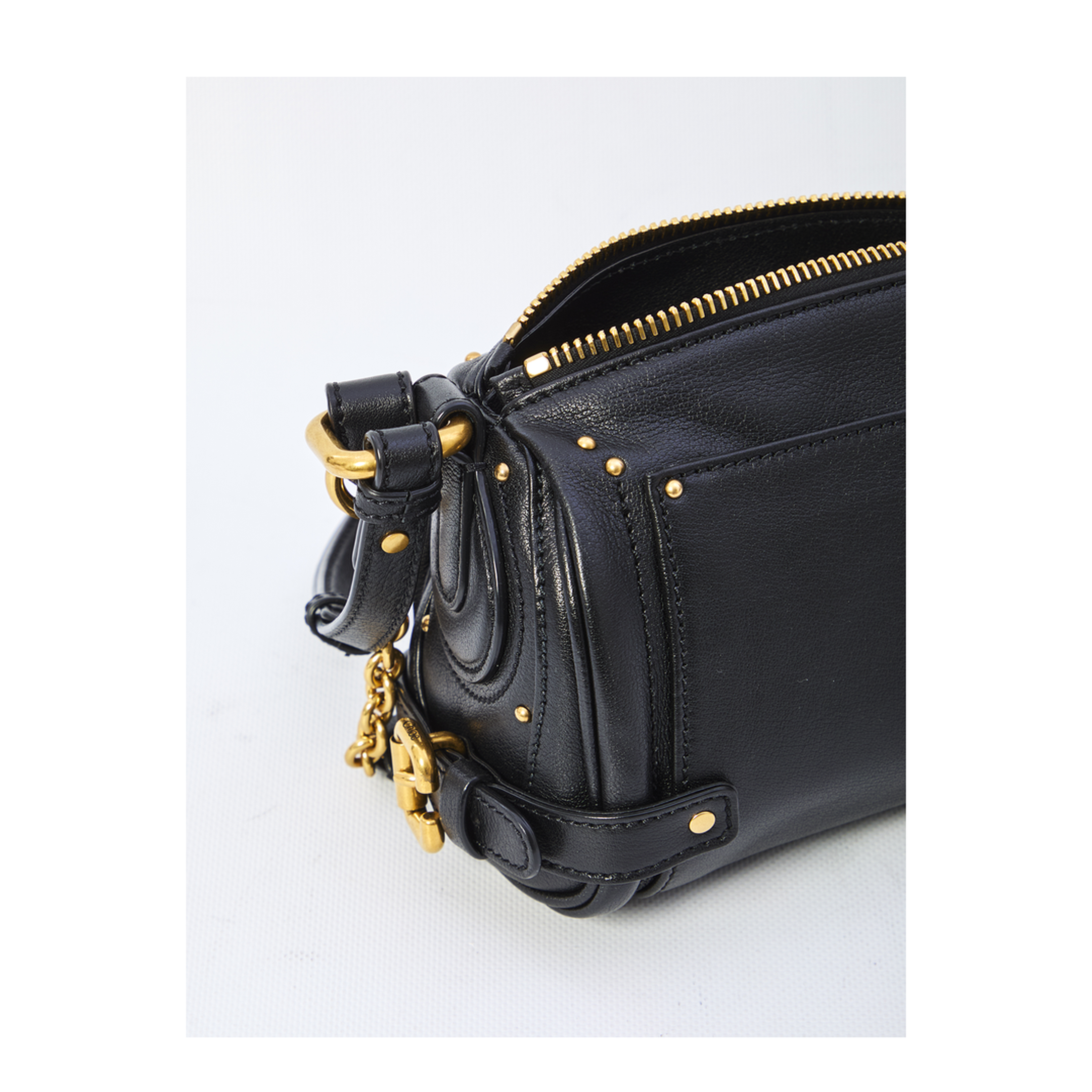 Small Paddington Chain Bag in Grained Leather Black - Image 4