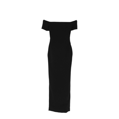 Black Long Dress With Off-The-Shoulder Design - Image 1