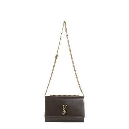 Kate Small Calf Leather Shoulder Bag - Gloss Kaki - Image 1