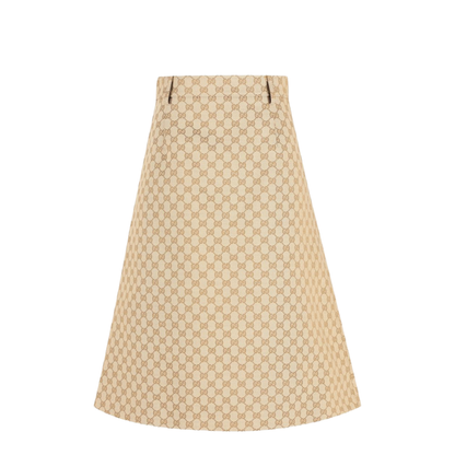 Cotton Canvas Fabric Skirt in Sand - Image 1