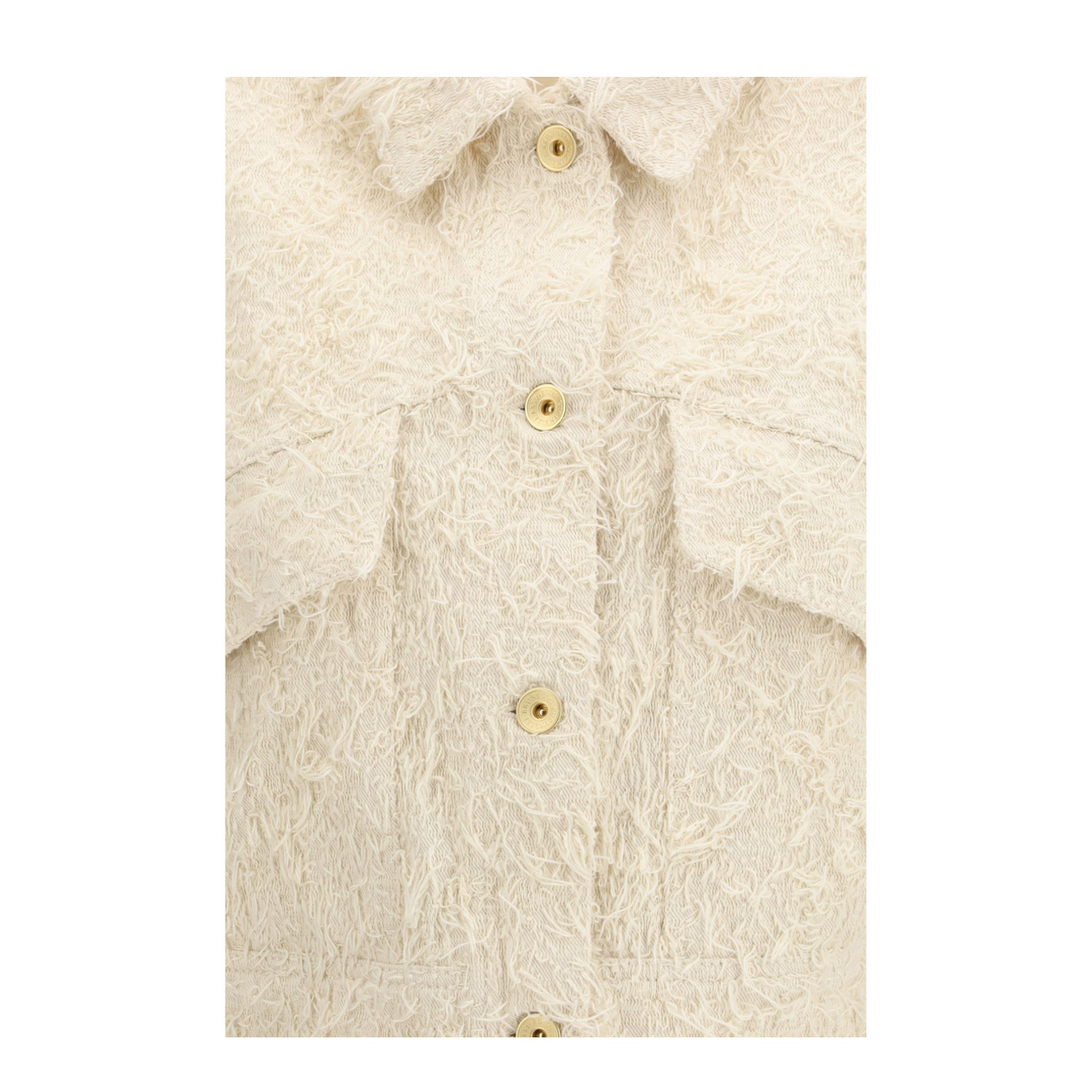 Fuzzy Dyed Denim Outerwear Jacket with Monili - Image 3