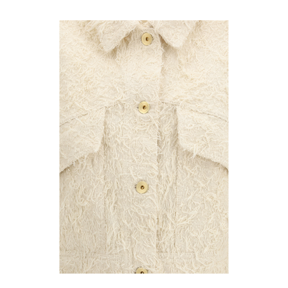 Fuzzy Dyed Denim Outerwear Jacket with Monili - Image 3
