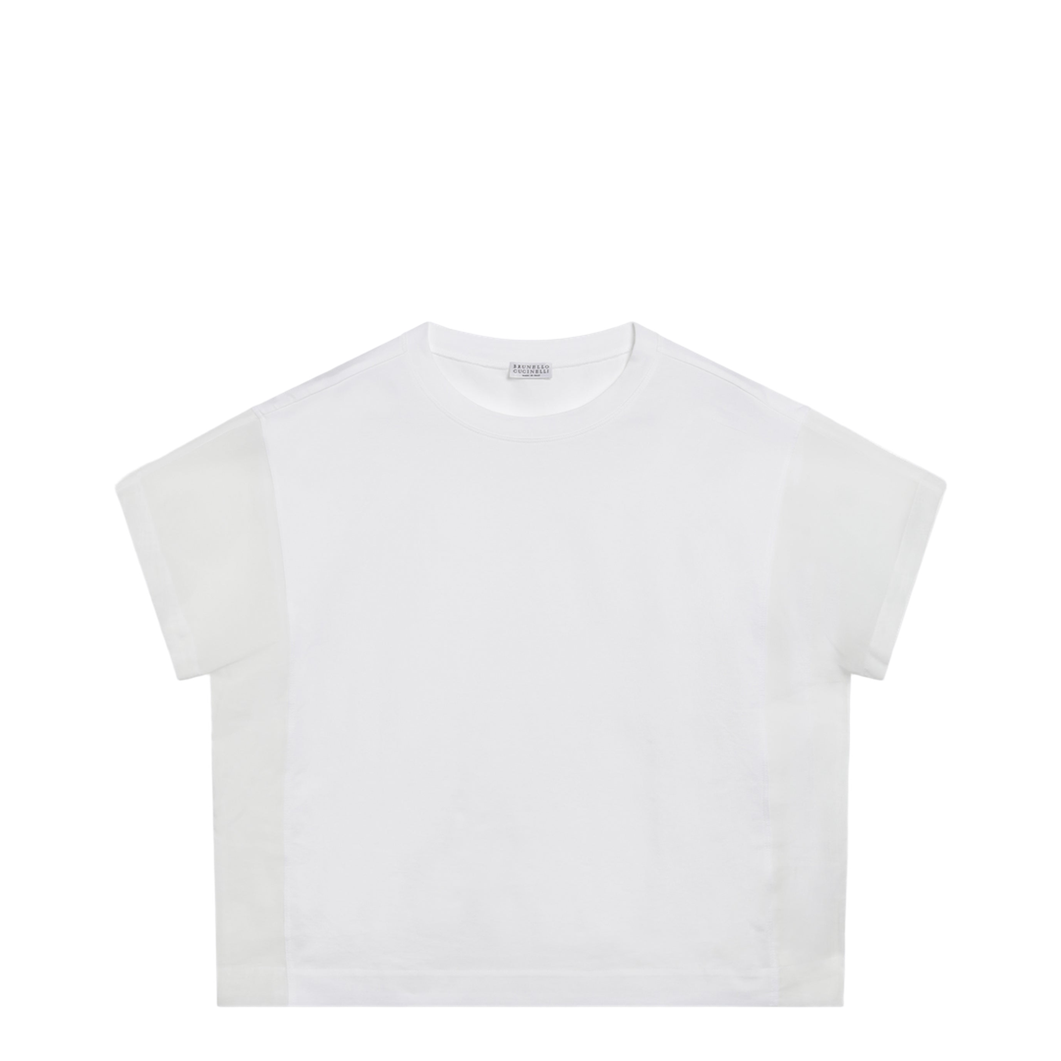T-Shirt In Cotton Jersey And Organza In White - Image 1