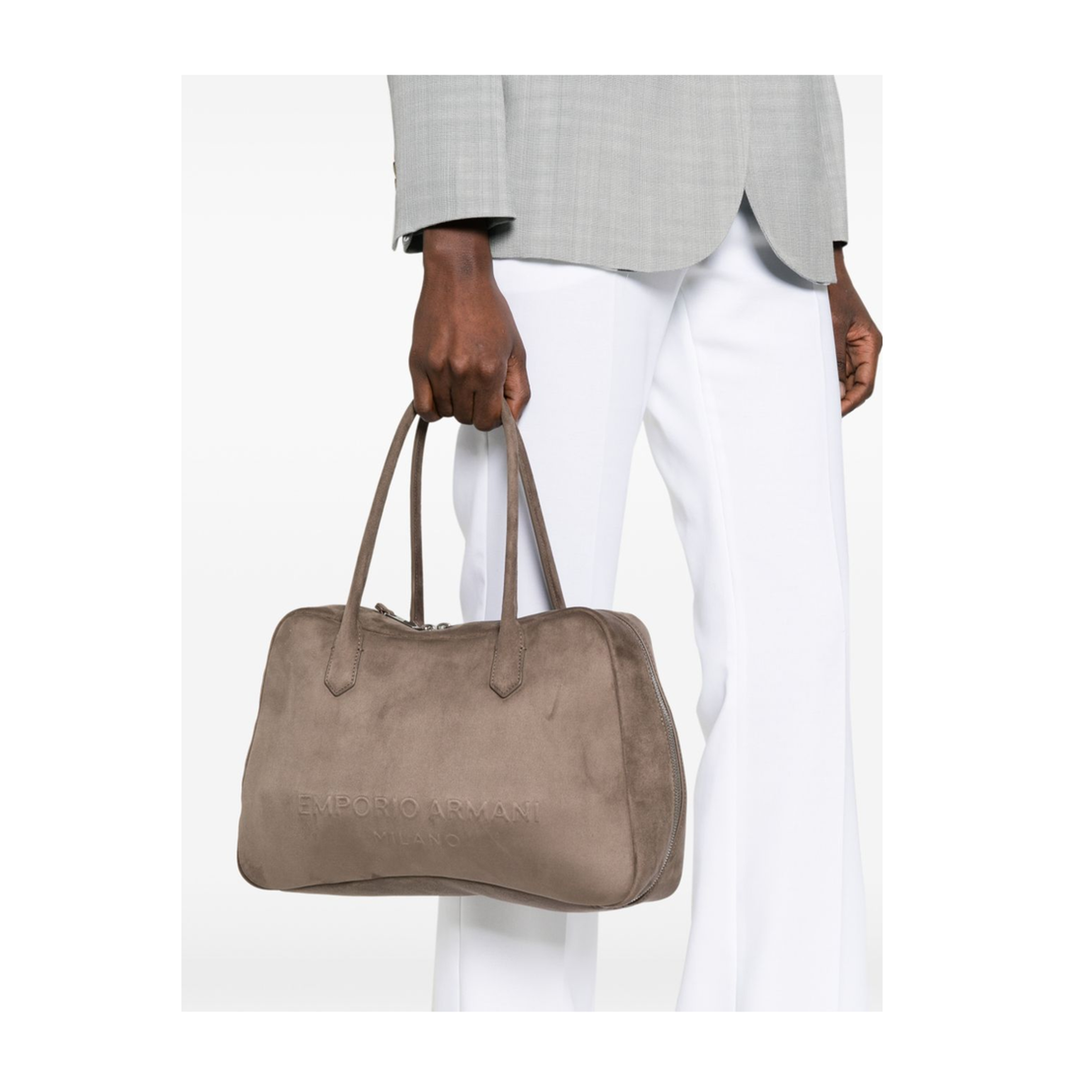 Eagle Club Capsule Collection Medium Brushed Cow Leather Shoulder Bag - Taupe - Image 3