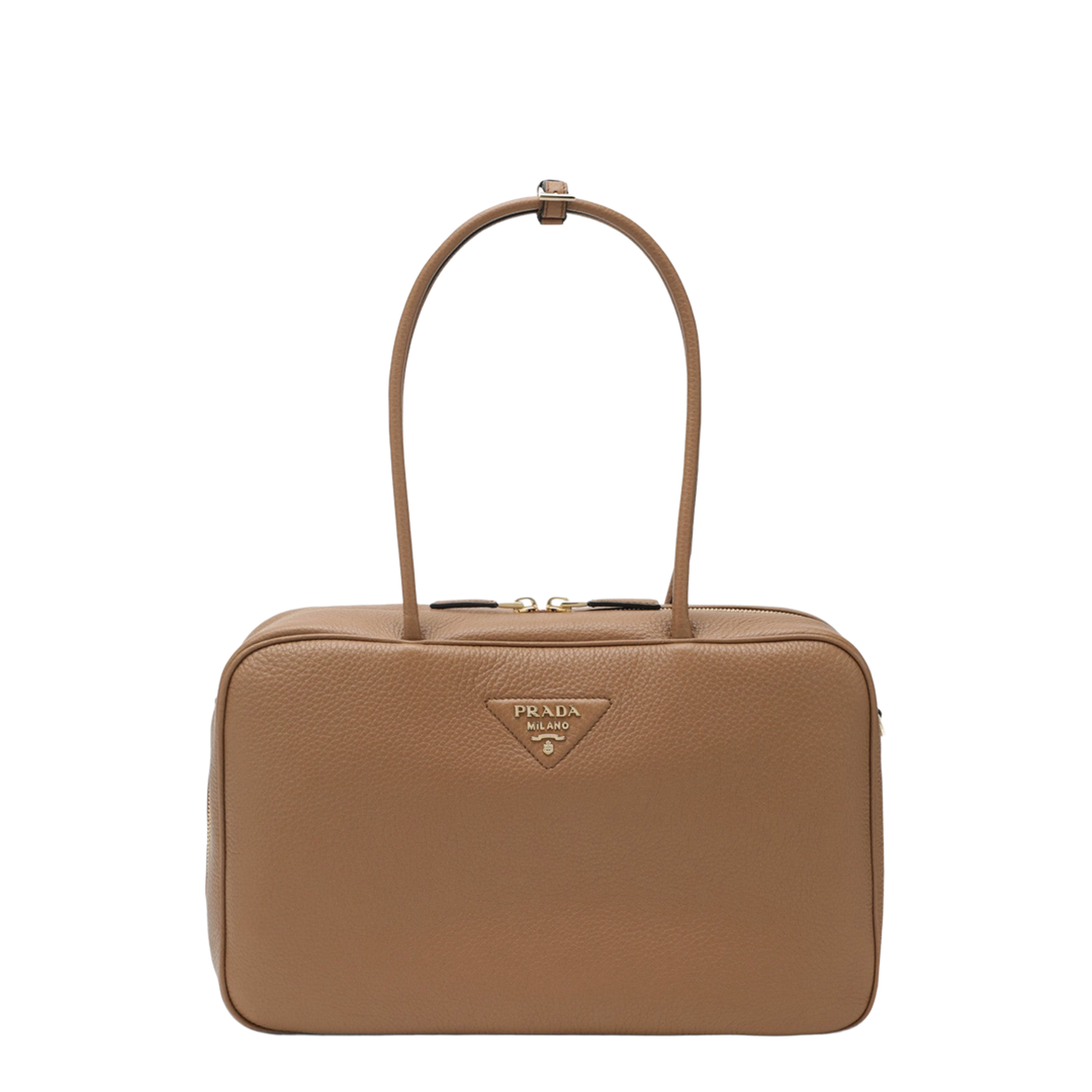 Large Calf Leather Duffle Bag - Caramel - Image 1