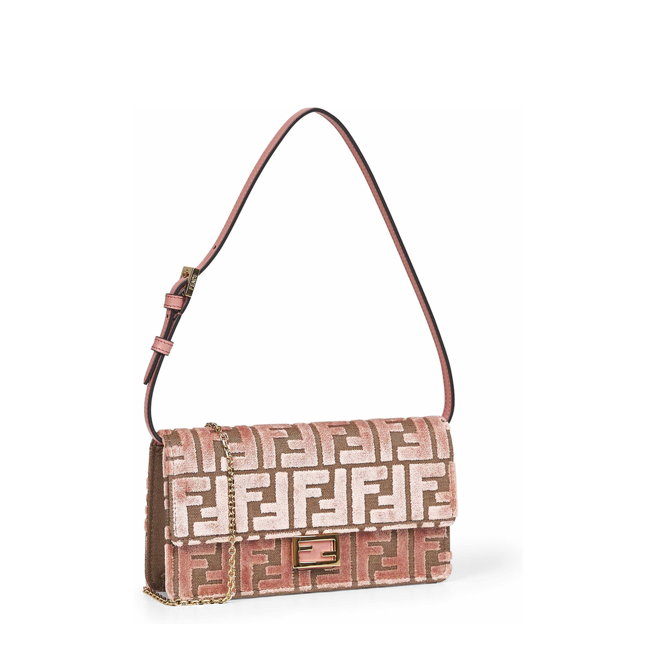 Wallet On Chain Baguette Fabric Pink - Image 1