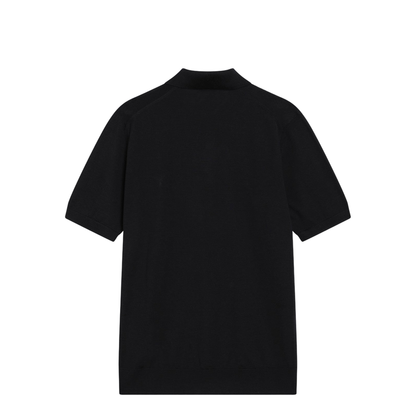 Blue Polo Shirt in Combed Wool - Image 2