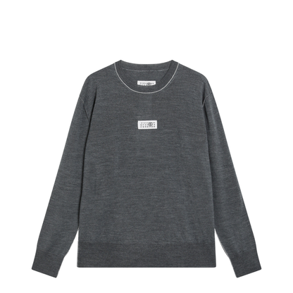 Grey Wool Sweater with Numeric Logo - Image 1