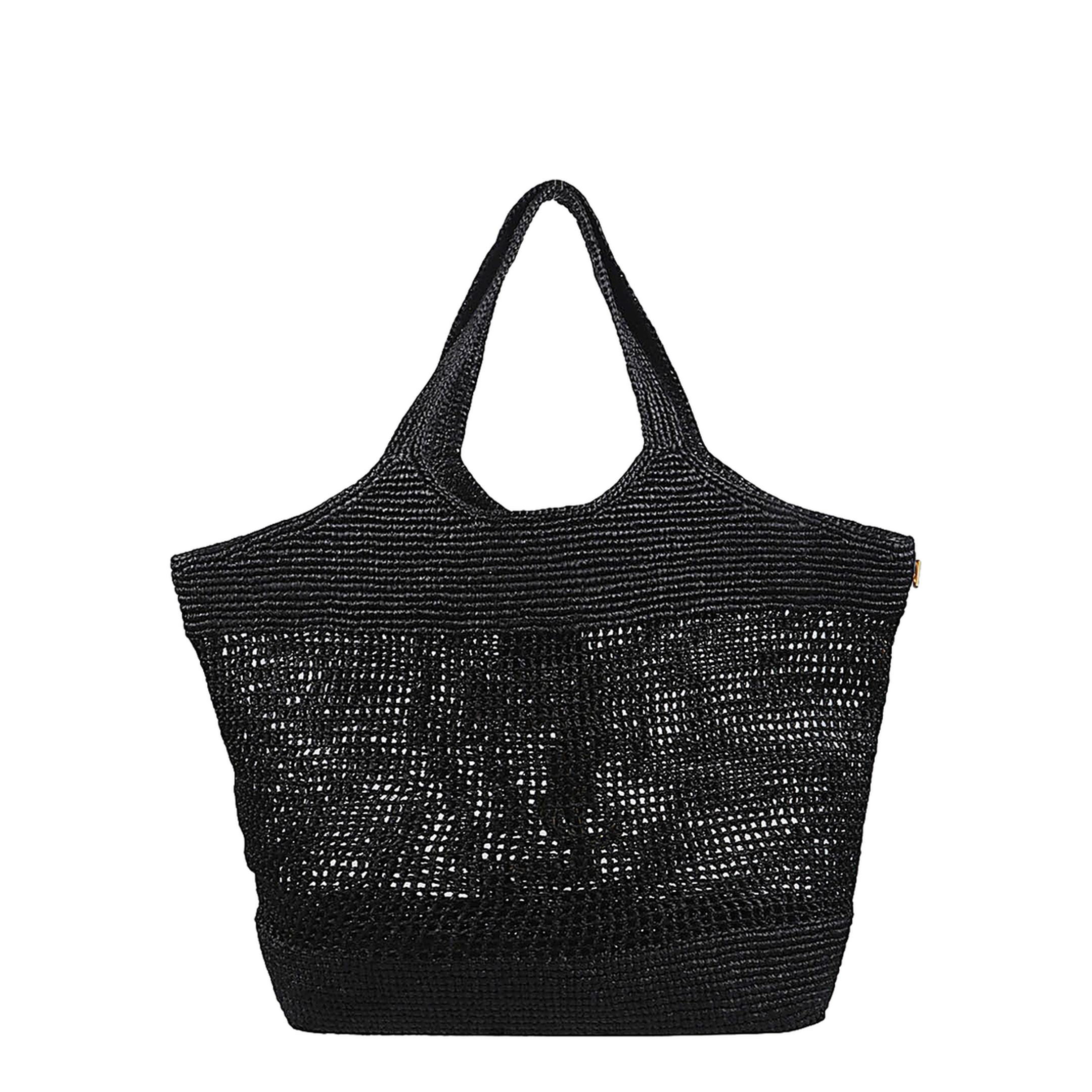 Icare Maxi Raffia Tote Bag - Black - Image 2
