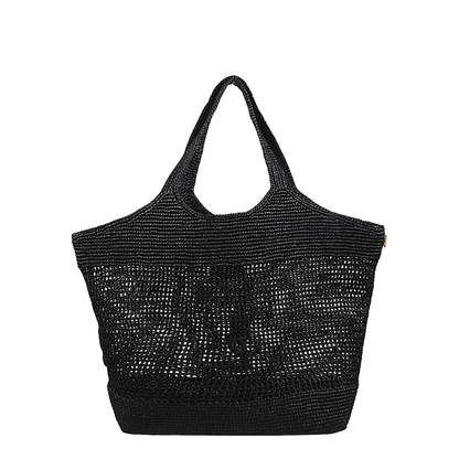 Icare Maxi Raffia Tote Bag - Black - Image 2