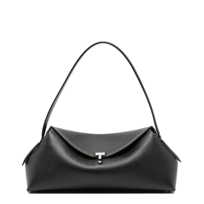 T-Lock Grained Leather Shoulder Bag - Black - Image 1
