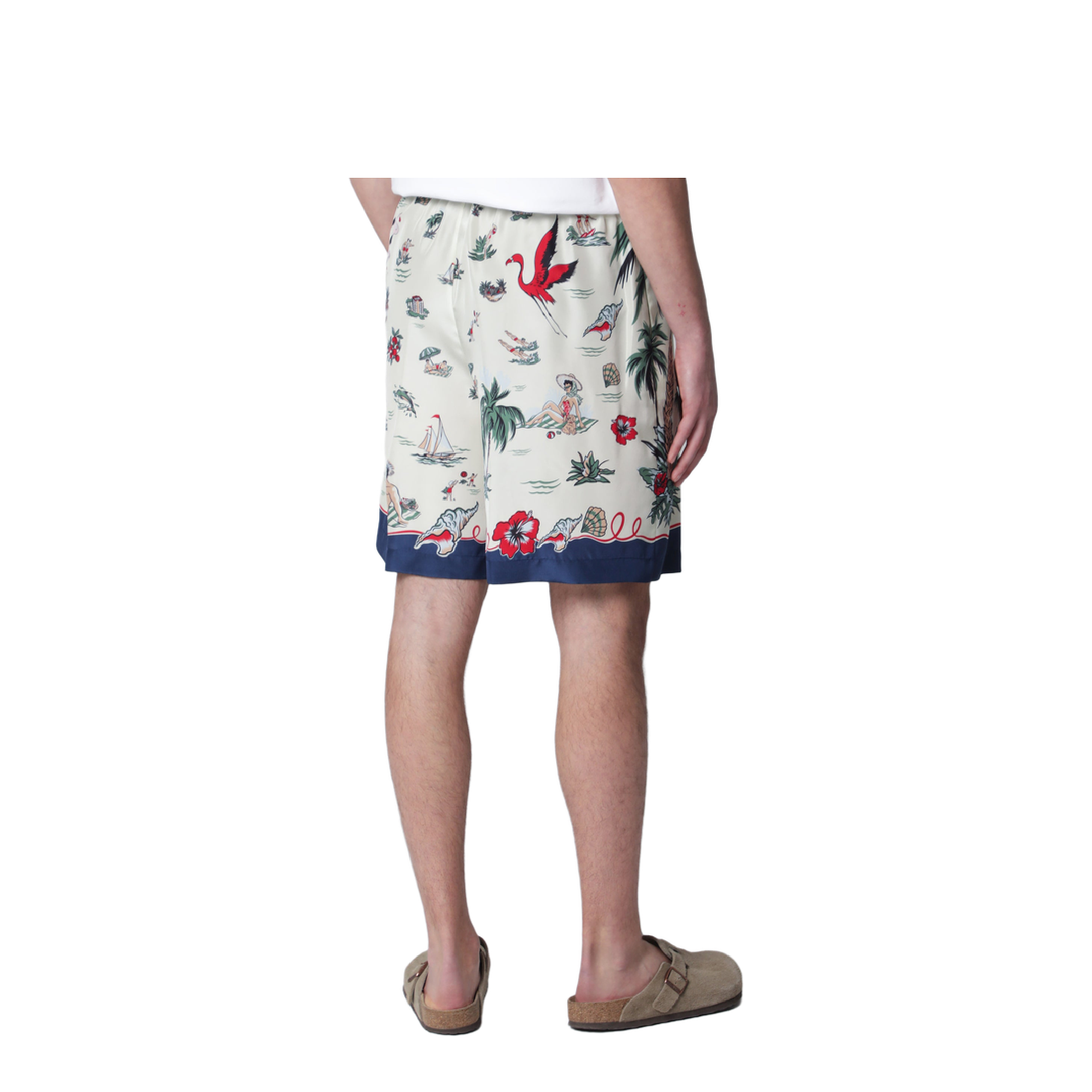 Bermuda Shorts With Tropical Print In Silk - Image 2