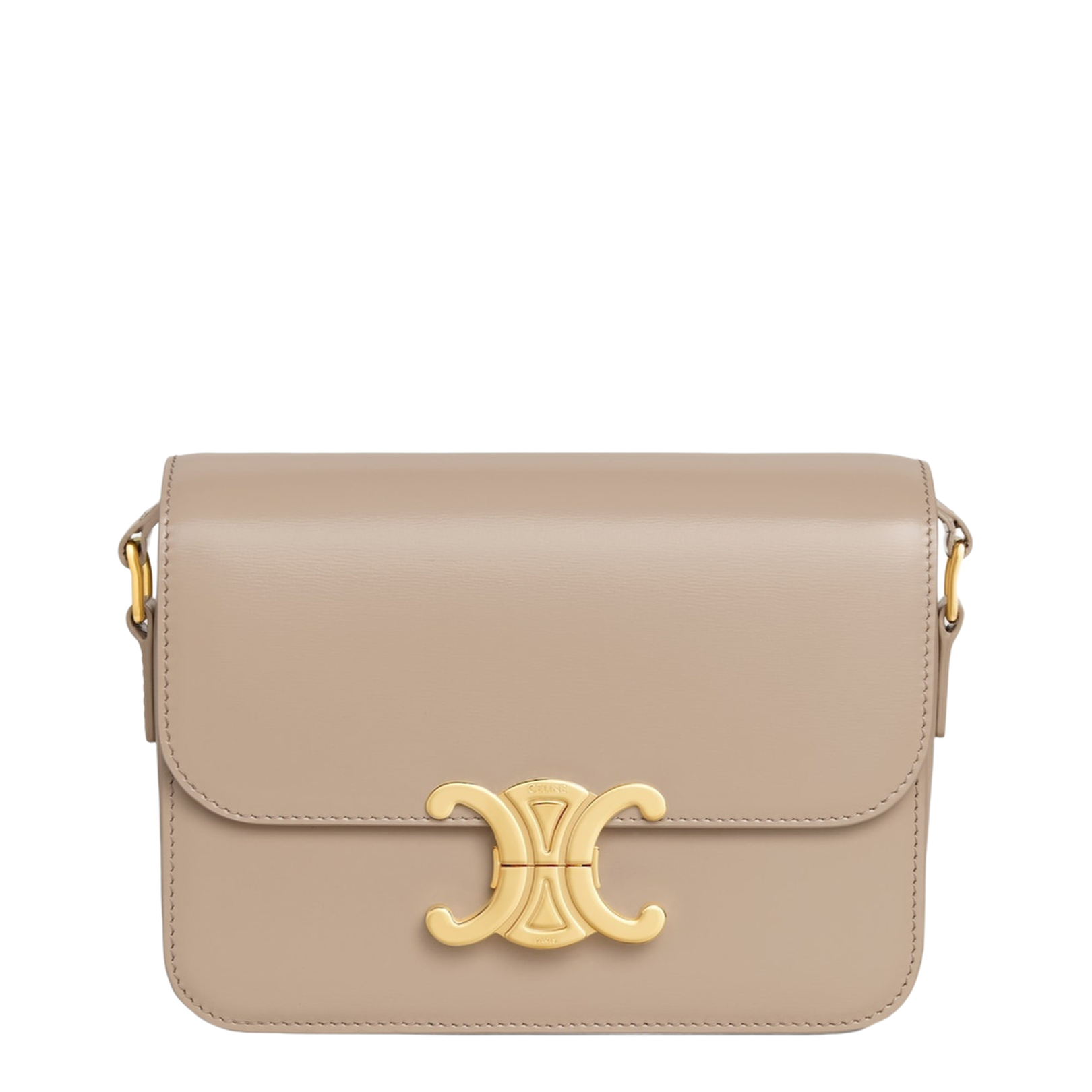 Triomphe Shoulder Bag Leather Beige - Image 1