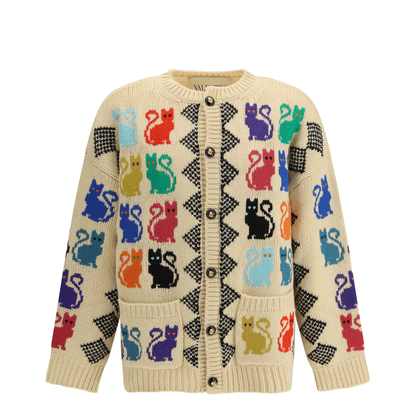 Cardigan with Le Chat de la Maison Jacquard Motif - Image 1