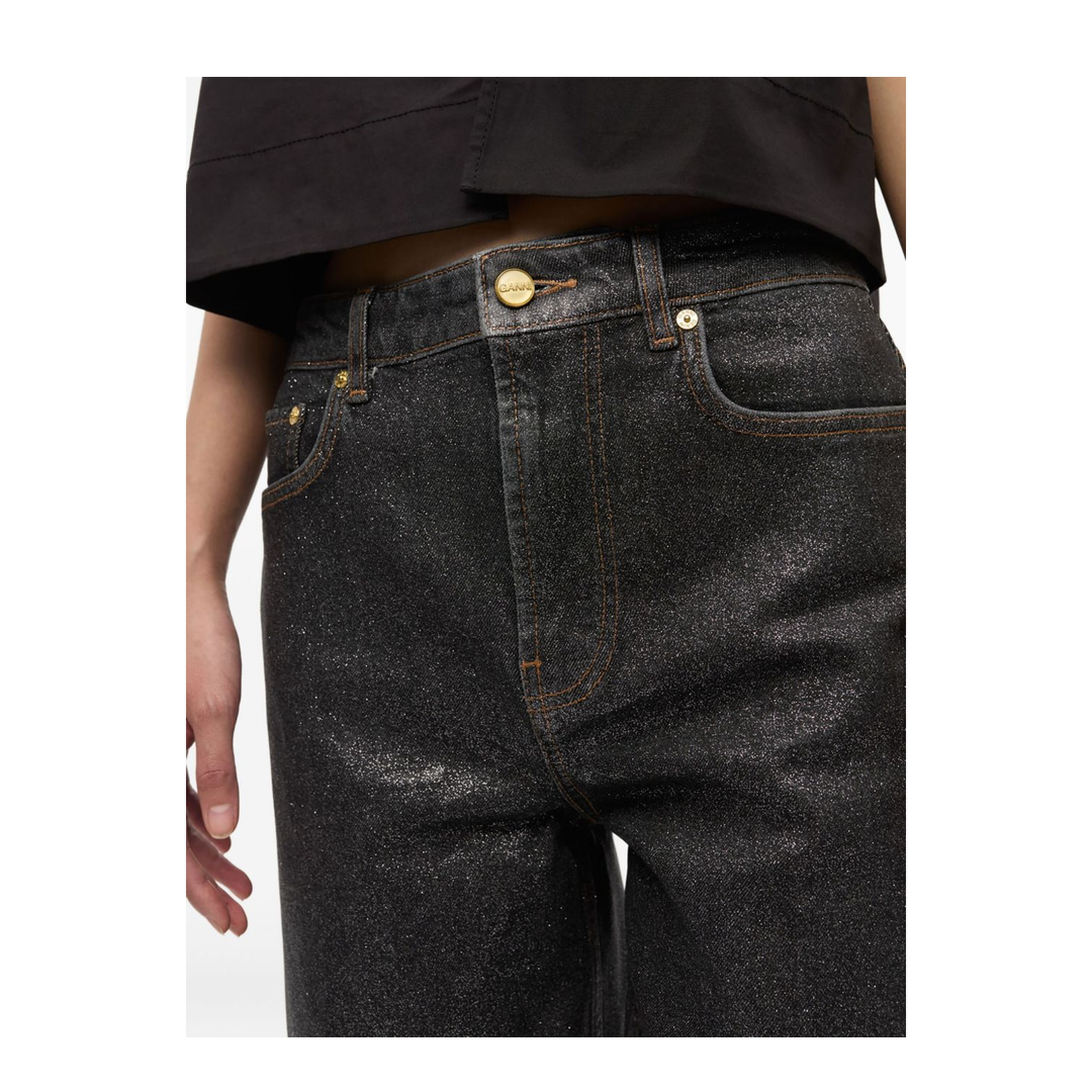 Organic Cotton Denim Jeans - Black - Image 5