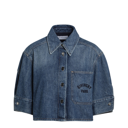 Short Cocoon Shirt in Medium Blue - Image 1