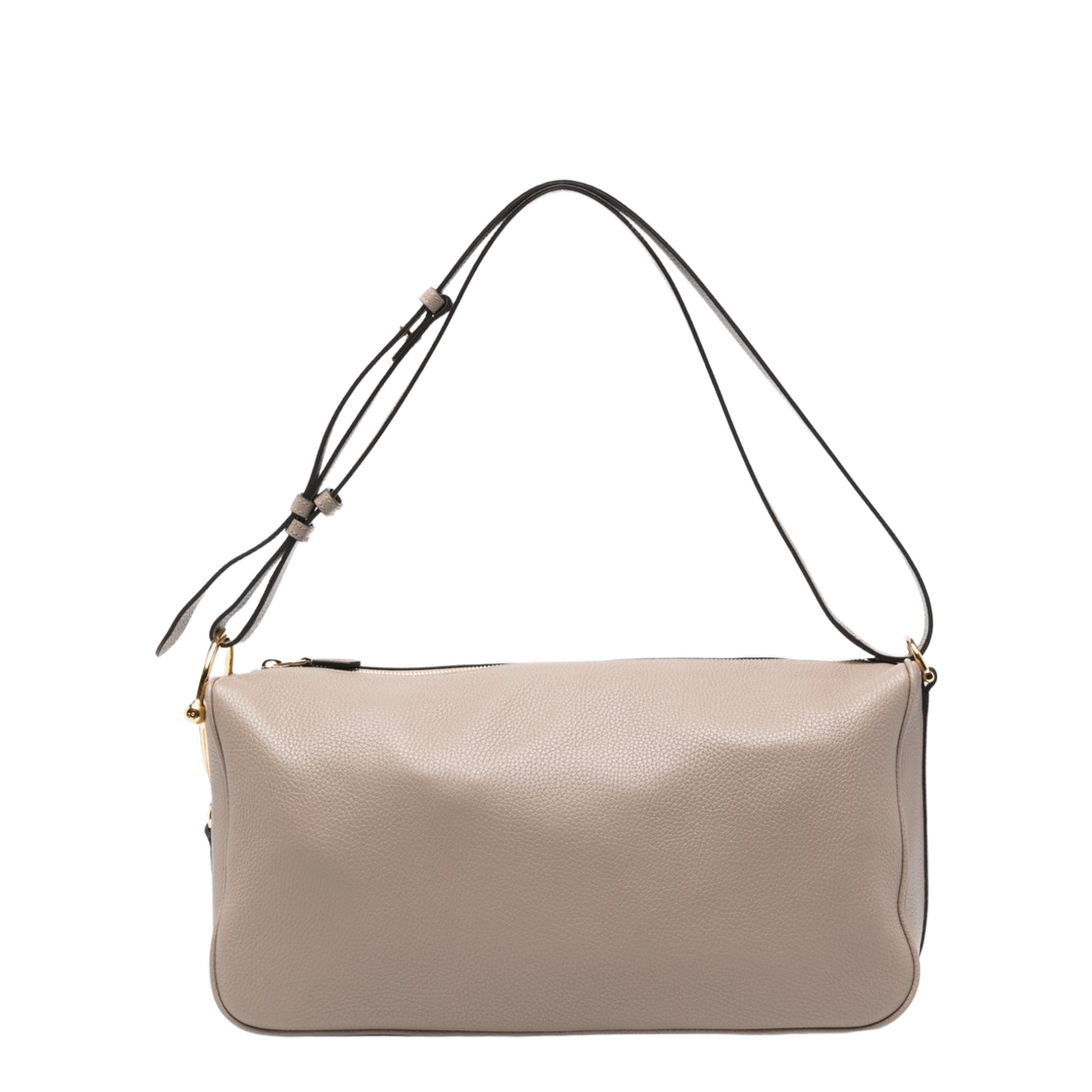 Half Horsebit Large Soft Grain Shoulder Bag - Taupe - Image 1